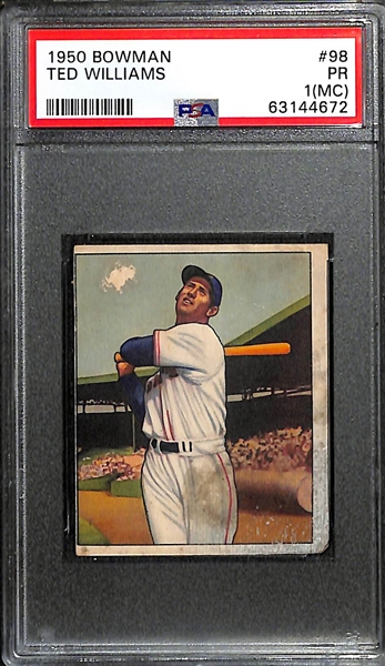 Ted Williams Lot - 1950 Bowman #98 (PSA 1MC) & 1951 Bowman #165 (PSA 3)